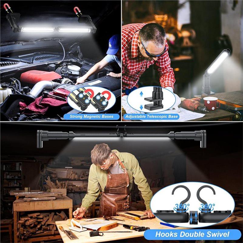 Rechargeable 1500LM LED 4400Mah Work Light For Mechanic Magnetic Light Bar With Hooks, Underhood Lighting