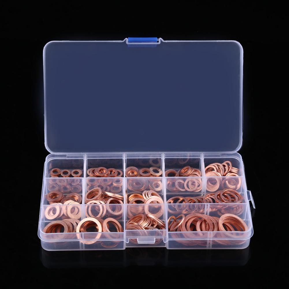 280pcs 12 Sizes Copper Flat Washer Plain Washers With Box Fitting for Screws Bolts Fasteners