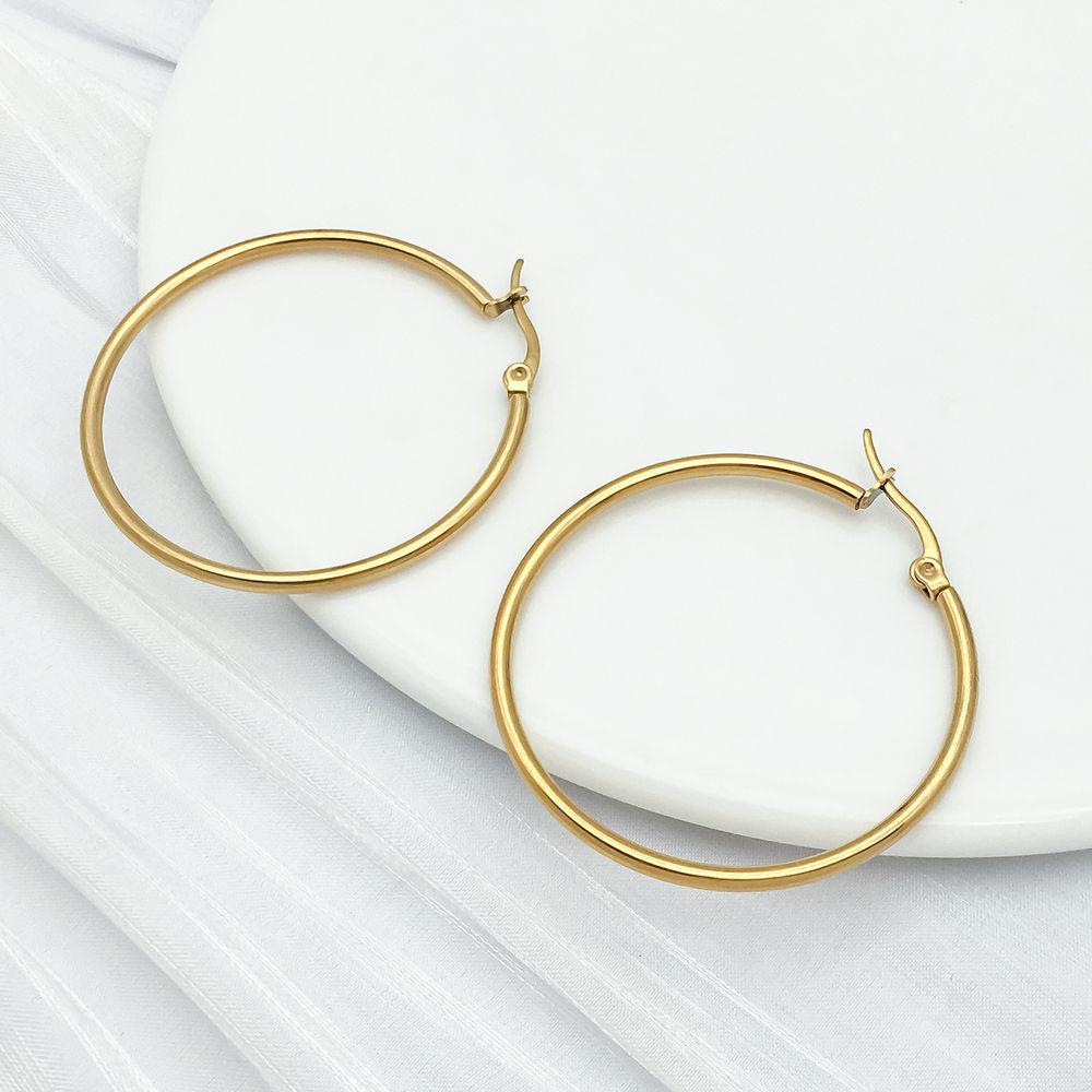 Stainless Steel Vacuum-Plated Large Round Circle Earring Pendant Charm