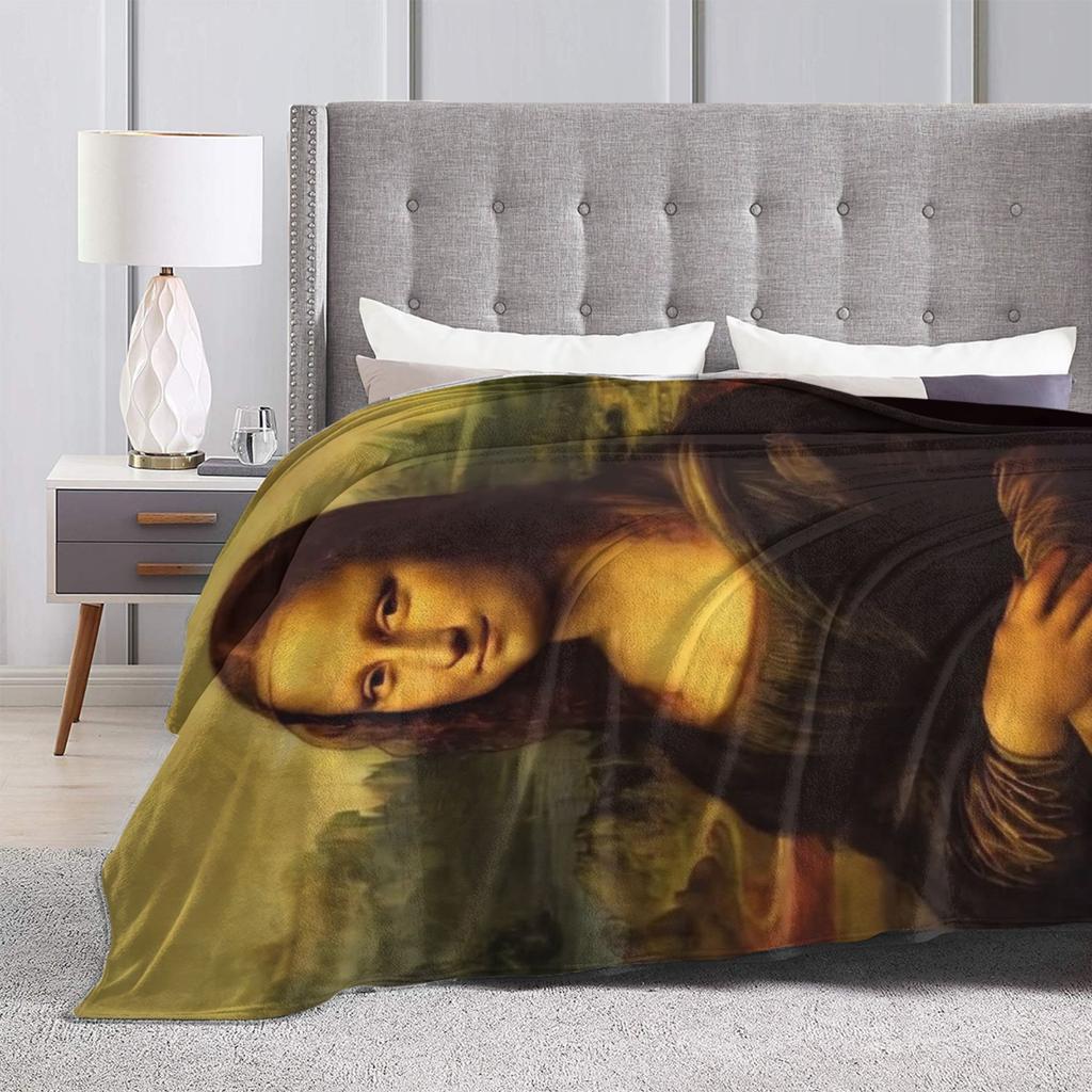 Iconic Mona Lisa Portrait Blankets Boy Girl Flannel Throw Blanket For Living Room Soft Custom Quality Bedspread Present