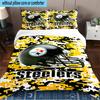 Pittsburgh Steelers Logo Art 3PCS Bedding Set 2D Printing (Includes 1 Duvet Cover + 2 Pillowcases Coreless), Bedroom decor,Fan Gift