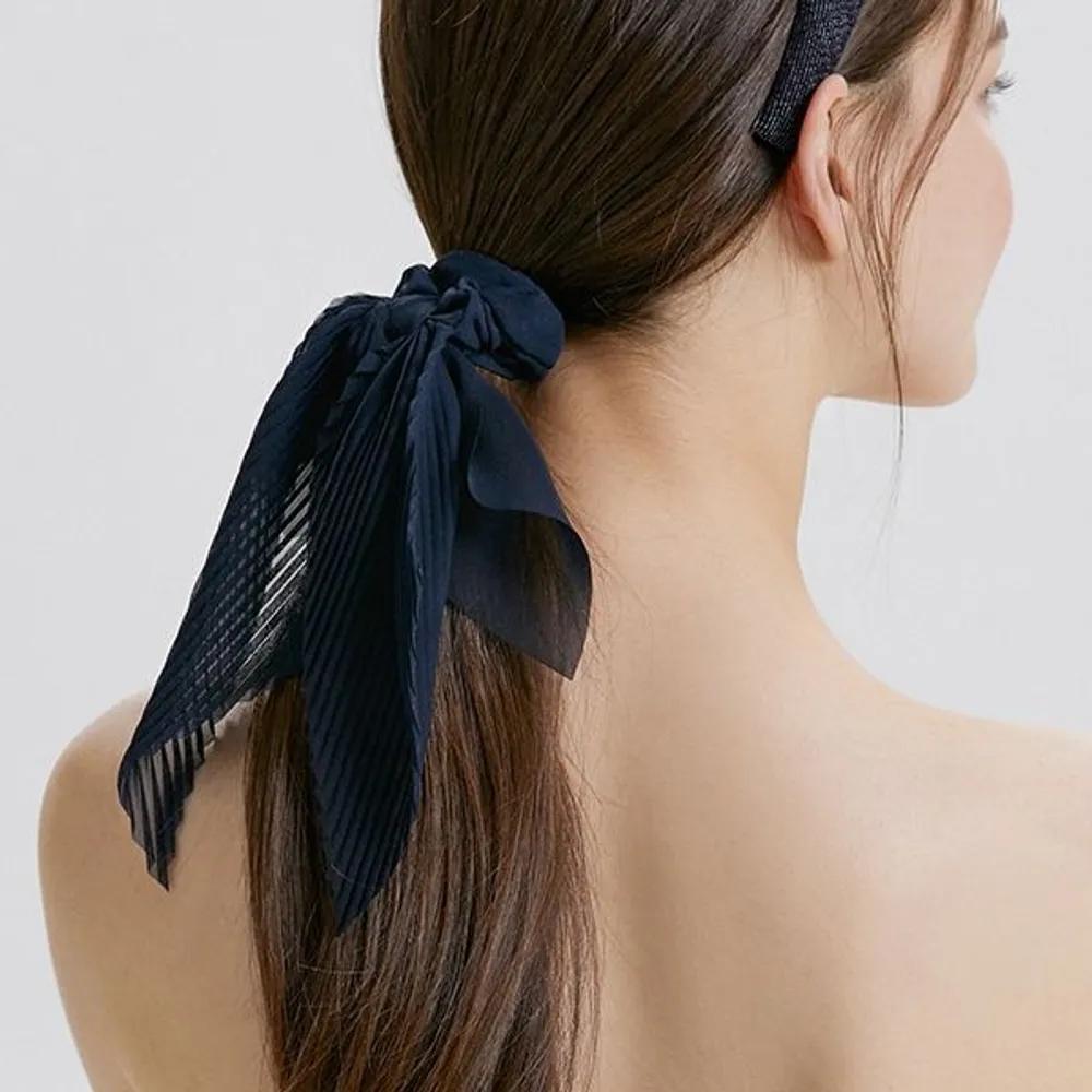 Pleated Ribbon Scrunchie JP-24-433S beige