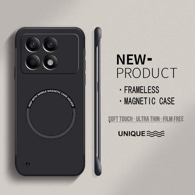 Ultradünne, harte, magnetische, rahmenlose Telefonhülle aus PC für Xiaomi Poco X7 X6 Pro F6 Pro X7Pro, matte, hautfarbene, solide Abdeckung