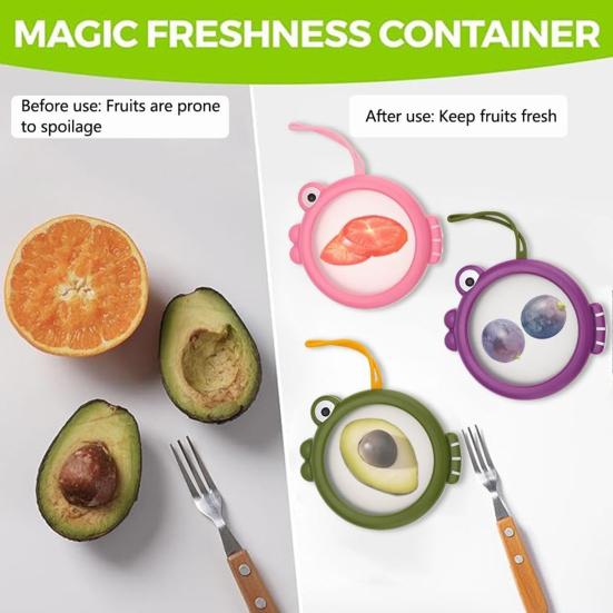 Onion Keeper Avocado Saver Airtight Food Storage Box with Silicone Lid Lemon Stackable Fridge Organizer for Picnic Office