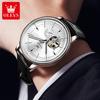 OLEVS 6708 Fashion Men's Watches Leather Strap Original Brand Self-winding Automatic Mechanical Wristwatch for Man Waterproof