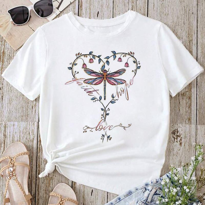 Butterfly Sunflower Style Trend Women Clothing Fashion Graphic T-shirt Summer Casual Short Sleeve Female Basic Tees Tops