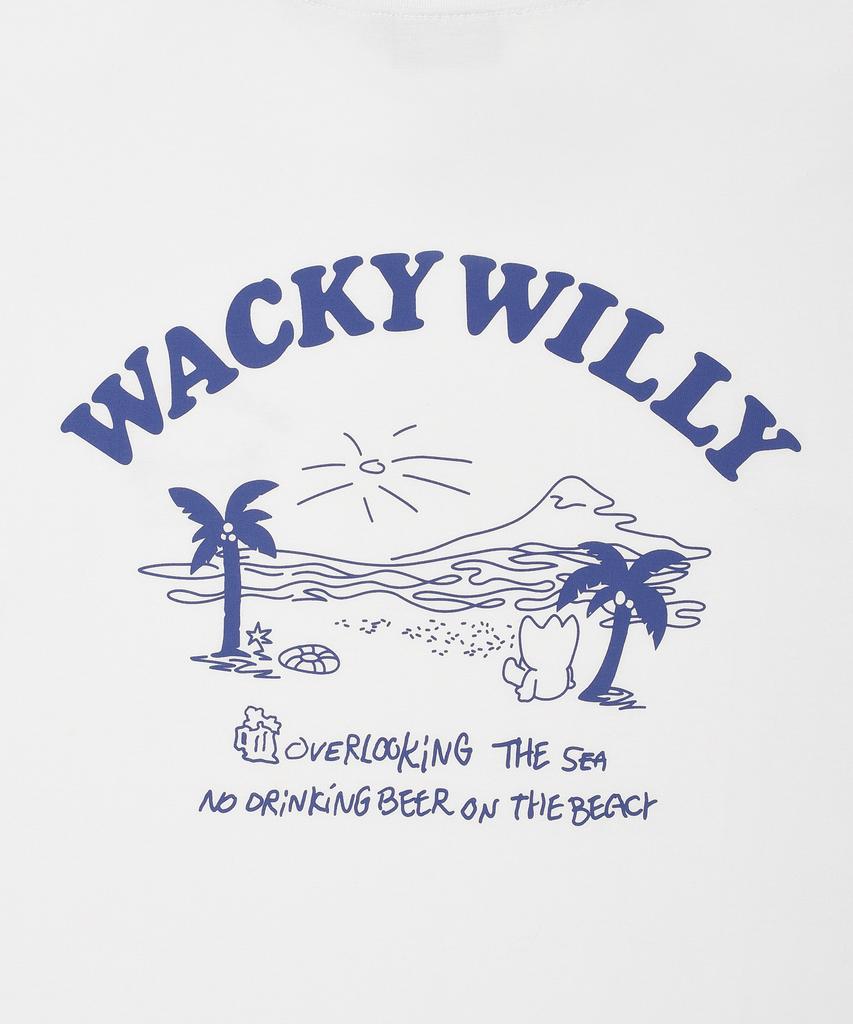 WACKY WILLY Beach Graphic Vacation Short Sleeve T-Shirt White