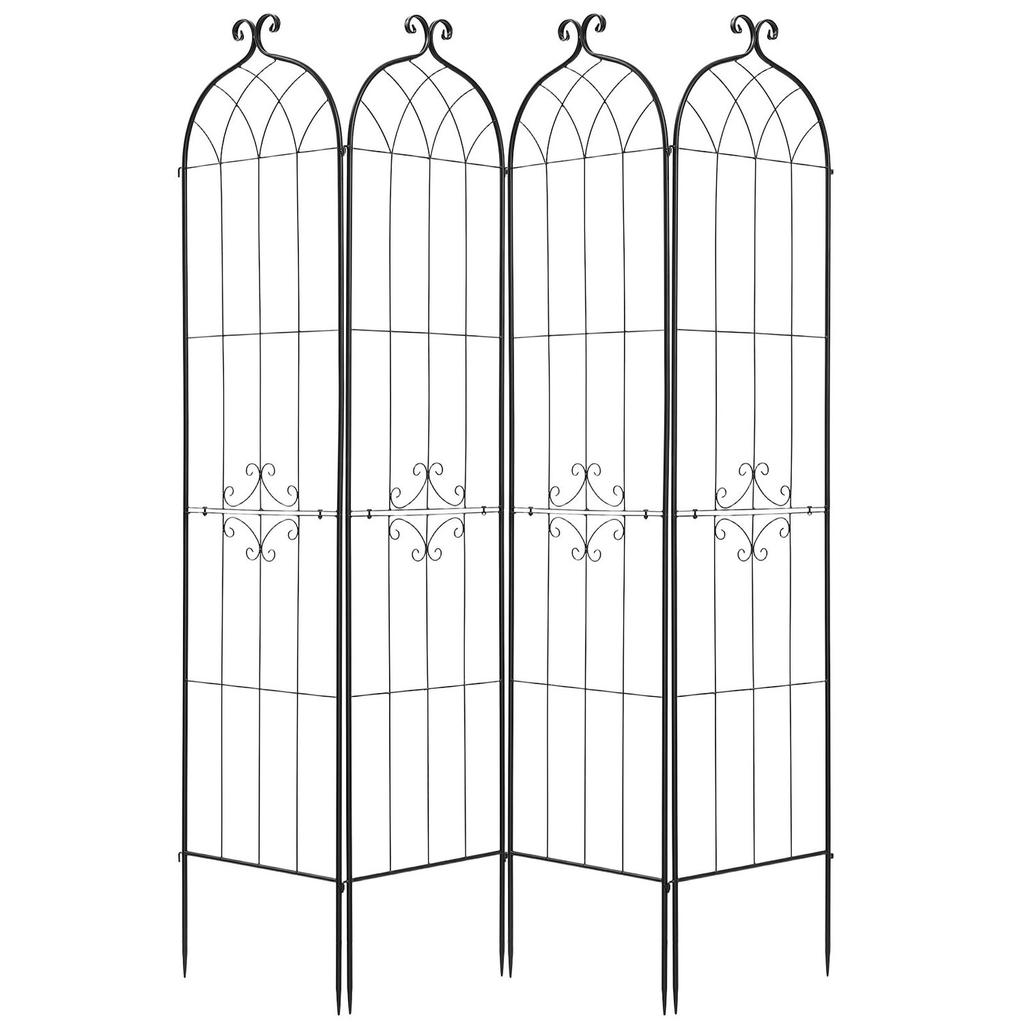 Garden Trellis, 220 X 52.5 Cm Rose Trellis, 4 Packs Garden Flower Rose Trellises with Powder-Coated Finish & Convenient Locking Design, Plant Support