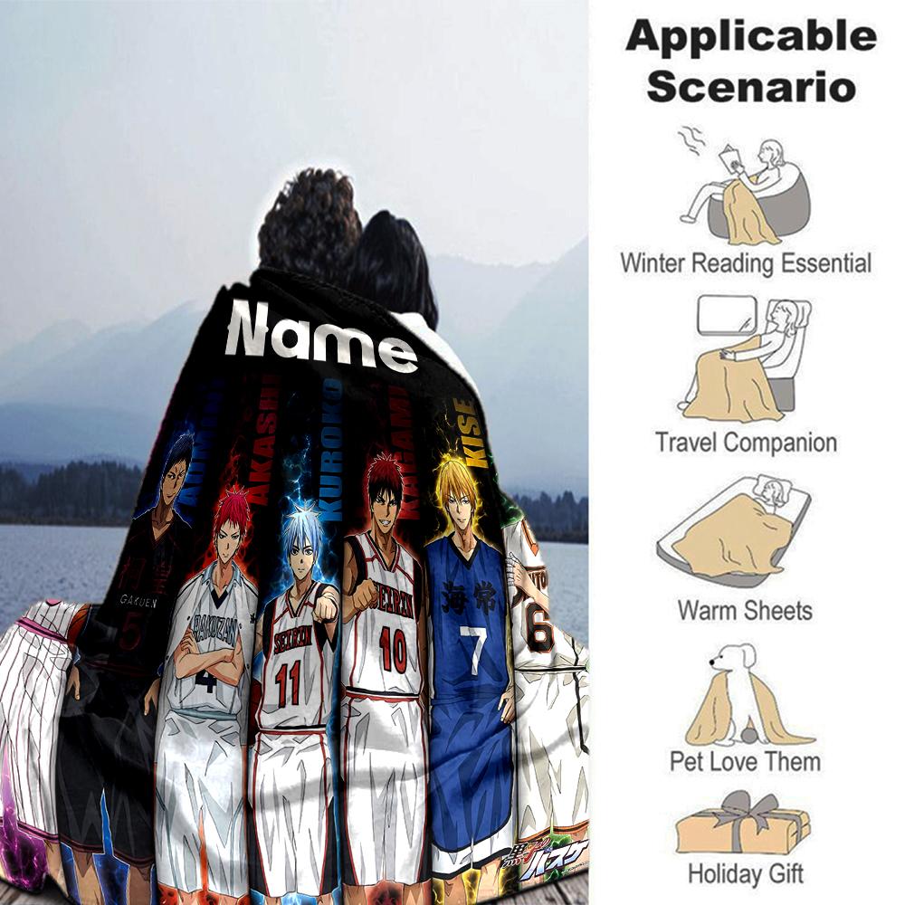 Customiz Name Personality Kuroko's Basketball Blanket Soft &Warm Sofa Office Bed Travel Lunch Break Blanket, Gift Suitable All Seasons