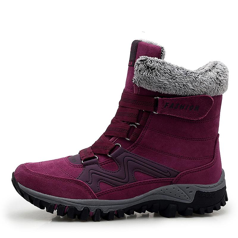 Buy Brand Fashion Suede Leather Women Snow Boots Winter Warm Plush ...