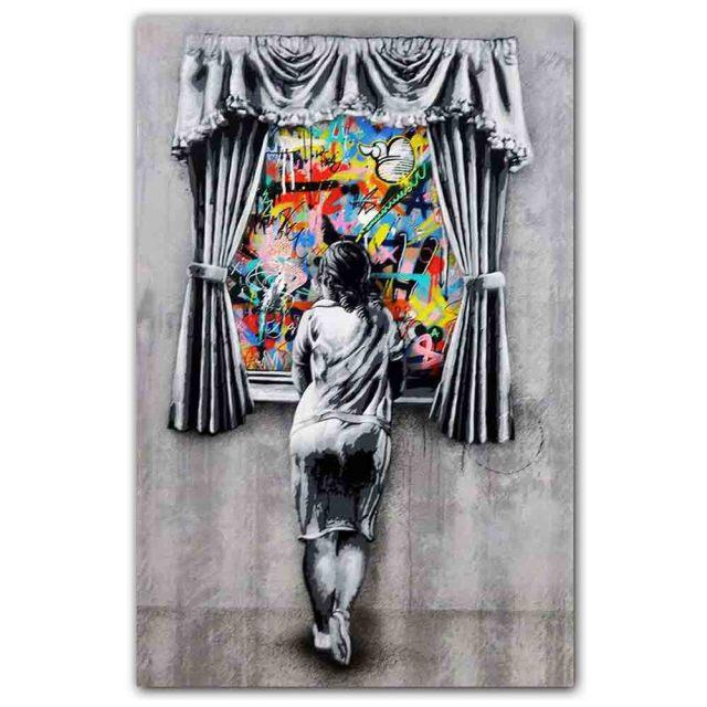 Abstract Color Graffiti Art Banksy Ballet Dancer Poster Canvas Painting Living Room Study Corridor Home Decoration Mural