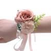 1PC Suit Corsage Pins Silk Rose Groom Boutonnier Elegant Corsage Bracelet Wedding Bridesmaid Wrist Flower Non-Fading