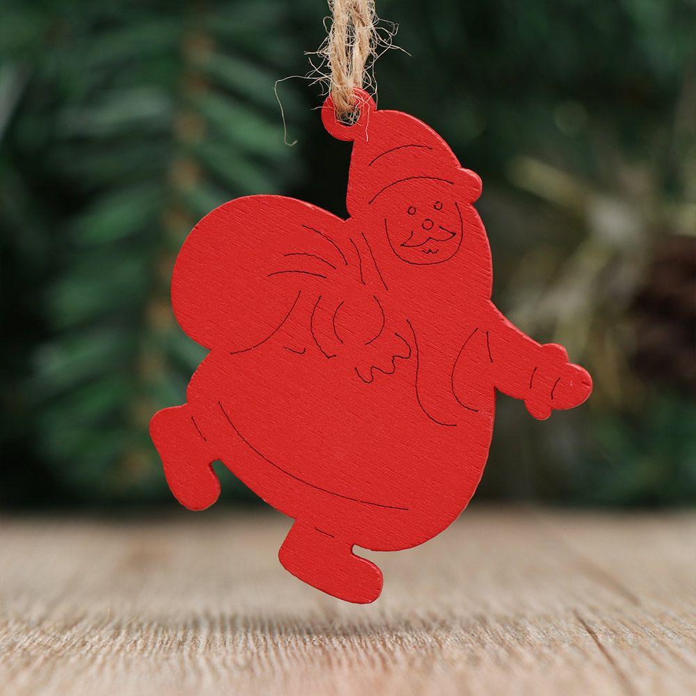 DIY Gifts Drop Pendant Christmas Tree Decoration Santa/Elk/Angel Wooden Ornaments Xmas Hanging