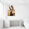 Sexy Woman with Assault Rifle In Dry Grass Field Vintage Tin Sign Metal Poster for Bar Home Wall Decor 8x12 Inch