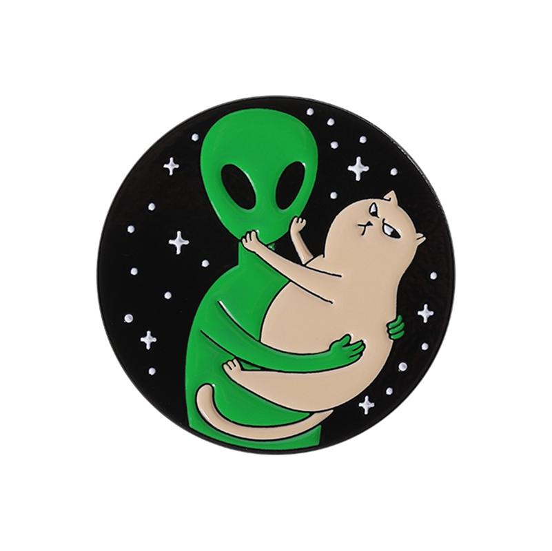 ET Alien Enamel Pin UFO We Come To Party Save A Horse Ride A Cow Funny Cowboy Western Brooches Lapel Backpack Badge Jewelry Gift