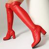 Elastic Women's Thigh High Boots Block High Heels Over-the-knee Boot Black Red White Long Tall Party Shoes Ladies Large Size 48