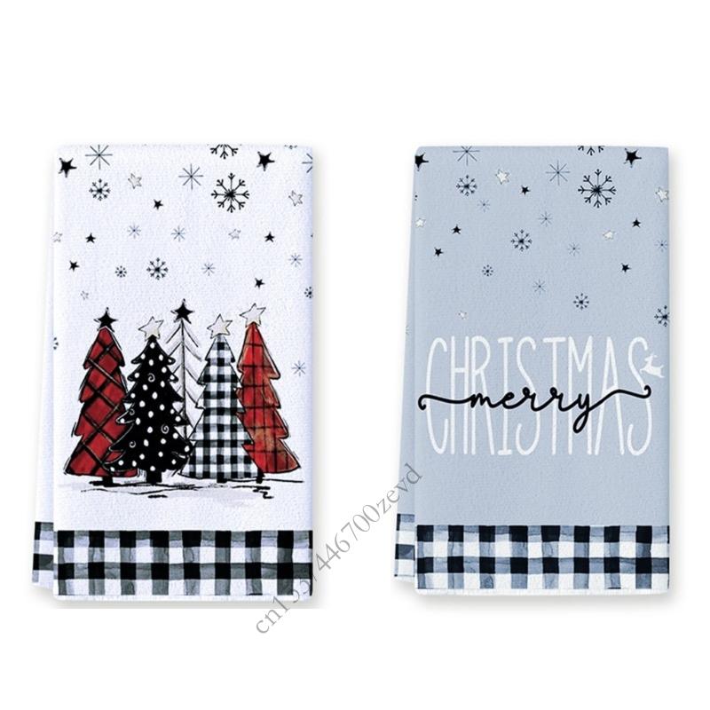 Festival Holiday Dish Towels Soft Absorbent Polyester Cloths Kitchen Towel For Christmas Decoration And Kitchen Cleaning P9YB