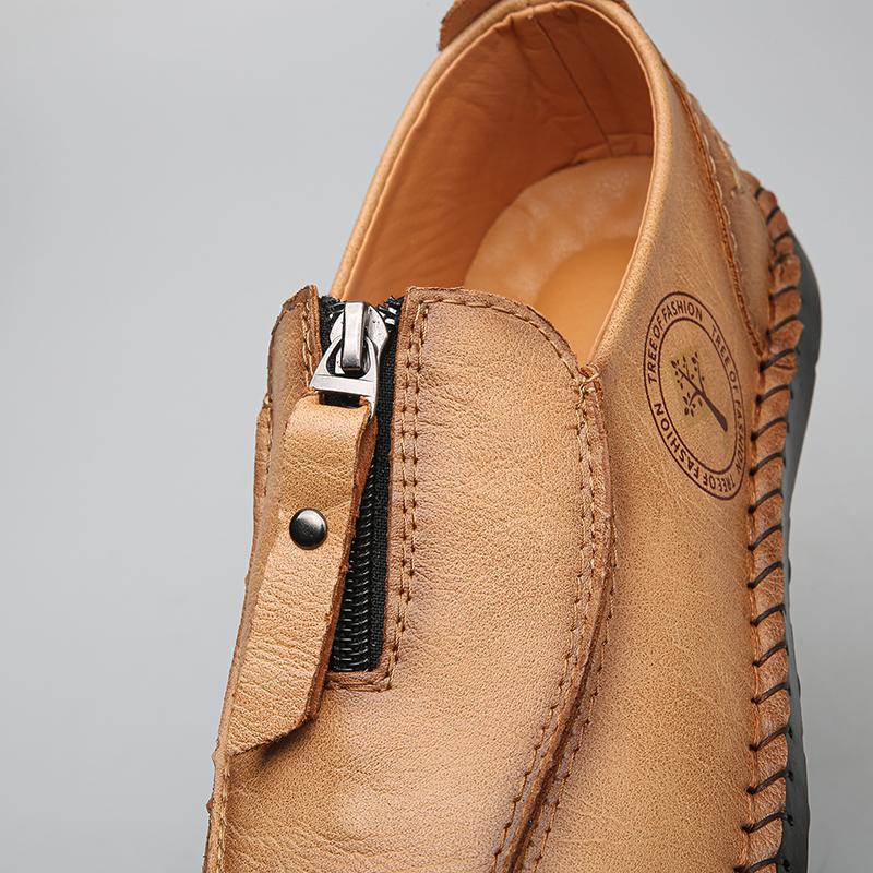 Men's Leather Sneakers Slip On Casual shoes Handmade Loafers Moccasins Breathable Flats Tooling Shoes Plus Size 39-48