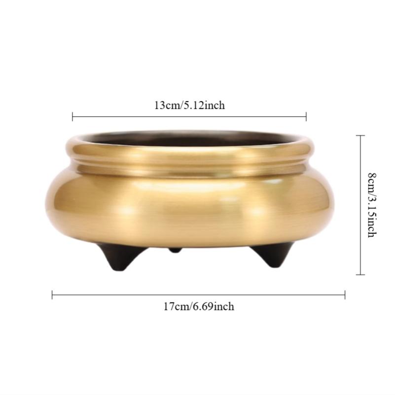 Home Decoration Accessories Copper Incense Burner Ornaments Smooth Incense Burner Large Edge Furnace Home Offerings 1pcs Censer