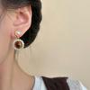 Maillard retro tiger's eye earrings, high-end diamond-set pearl stud earrings, niche design, light luxury geometric earrings for women
