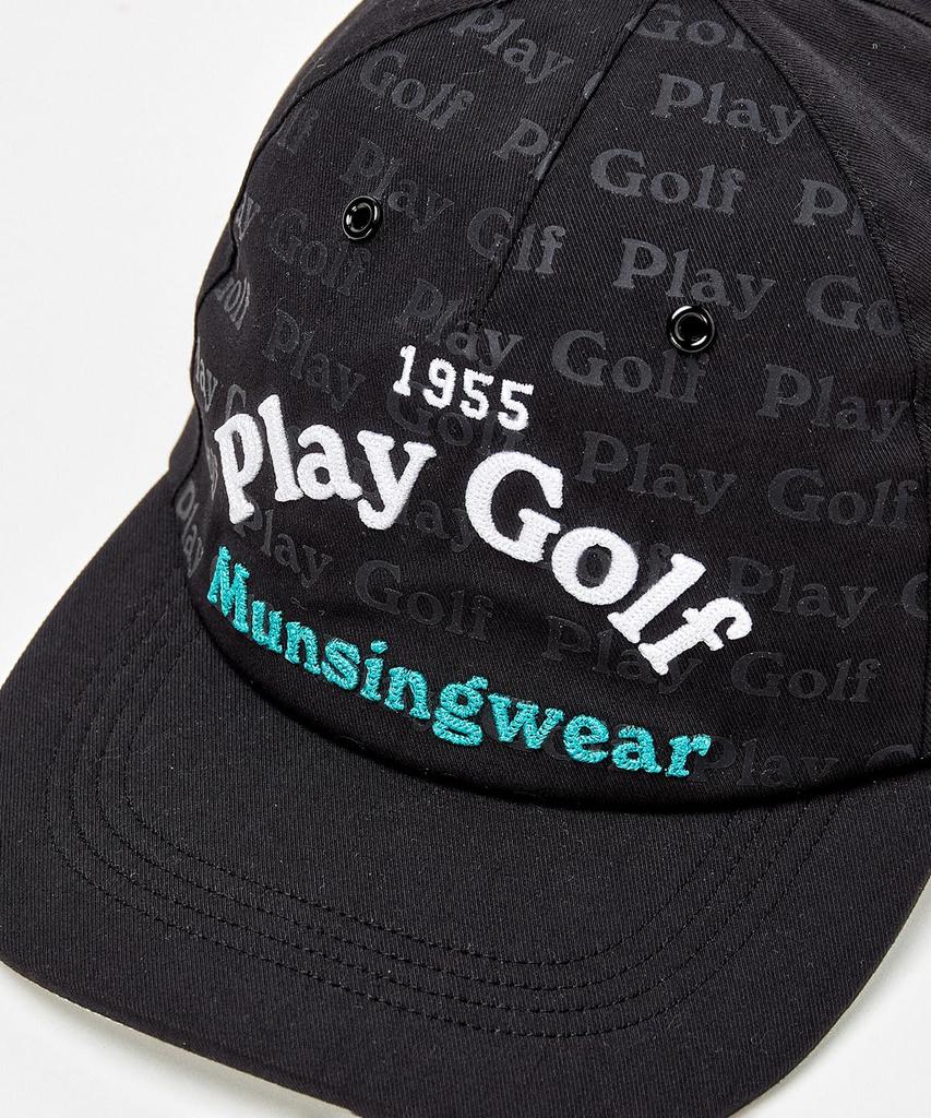 [Munsingwear] Cap with Logo Print, 3D Embroidery, Sweat-wicking, Quick-drying, One-touch Buckle, Golf, MG5SCP20M, Men's, BK00 (black)