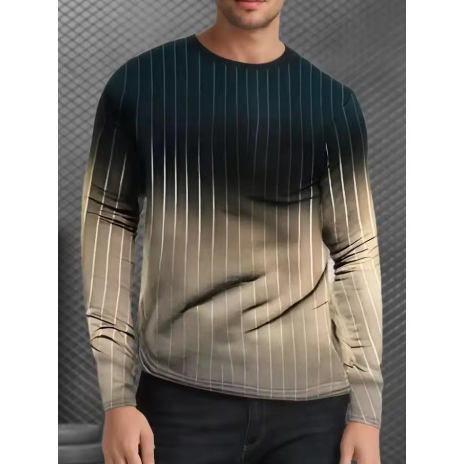 

Винтажная мужская футболка с длинным рукавом, футболка с 3D-принтом в полоску и градиентом, футболка в стиле Харадзюку оверсайз, повседневные мужские футболки для бега на открытом воздухе 5XL