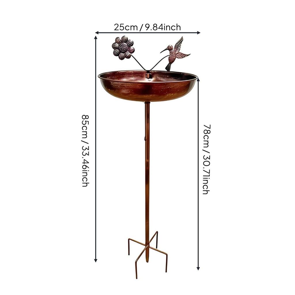 Metal Bird Bath 2-in-1 Outdoor Decor Heavy Duty for Backyard