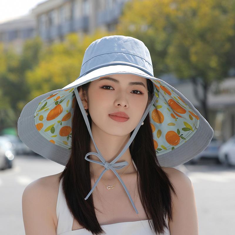 Hat women's summer new outdoor bucket hat sunscreen sunshade sun hat women's striped fashion sun hat