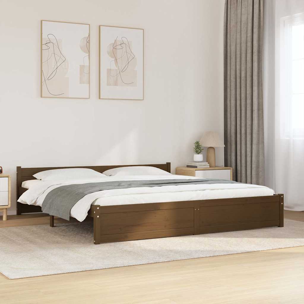 Solid Wood Bed Honey Brown 200x200 cm