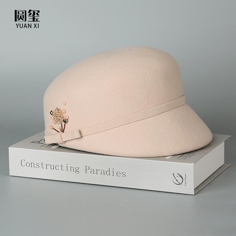 Hat Women's Autumn and Winter Wool Cap British Casual Wool Felt Hat Versatile Fashion Foreign Style Show Face Little Beret