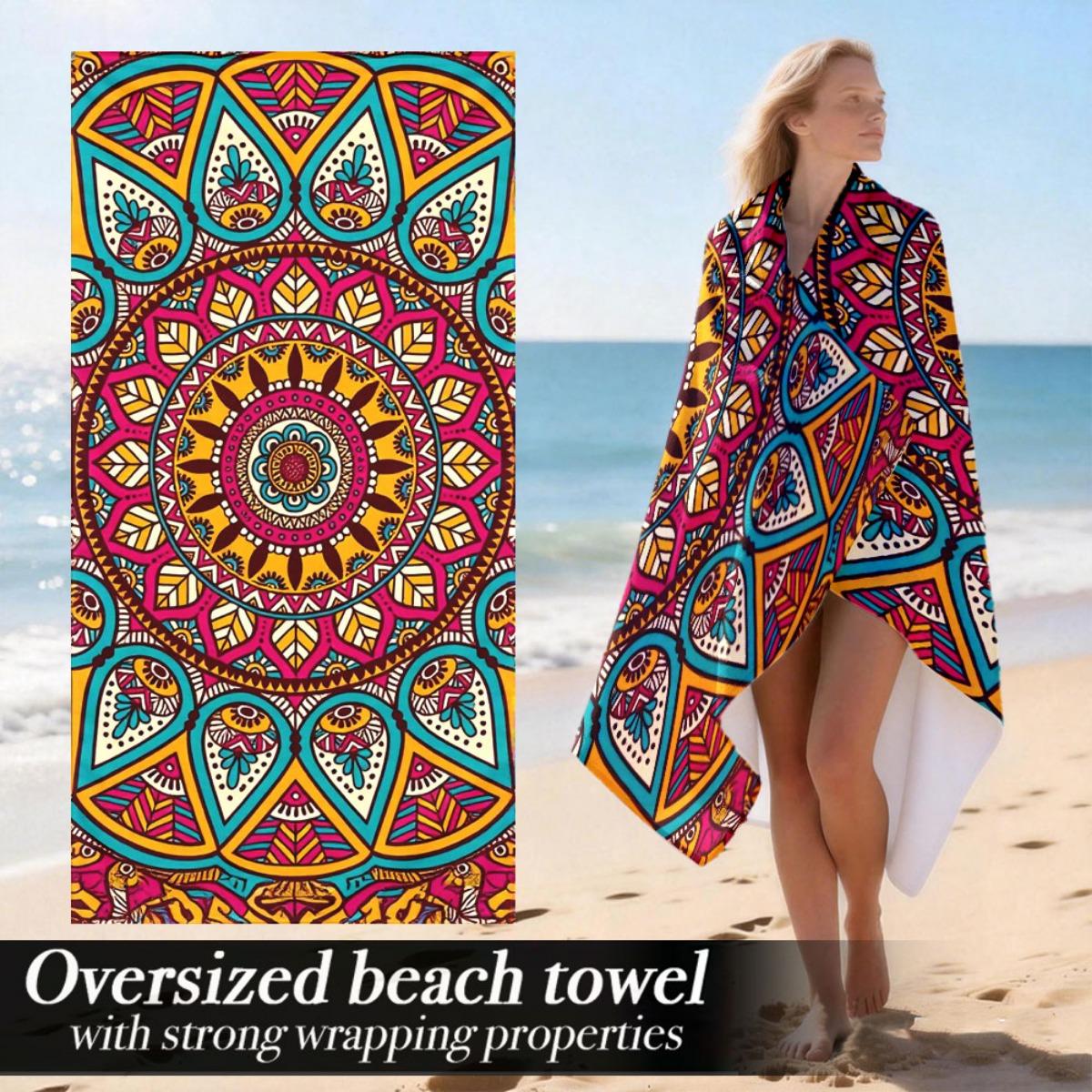 

Bohemian Mandala Oversized Beach Towel Patterned Sunscreen And Windproof Suitable For Swimming Pool Camping Travel Blanket W30*H60(CM)