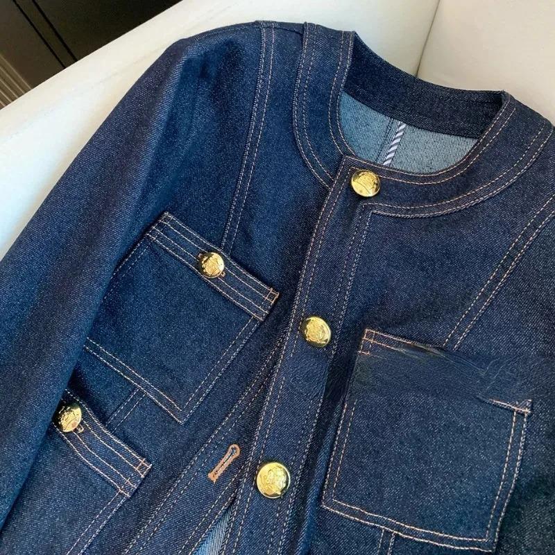 Women's Vintage Denim Jacket Spring Button Up Korean Fashion Blue Chic Bomber Outwear Casual Ropa De Mujer