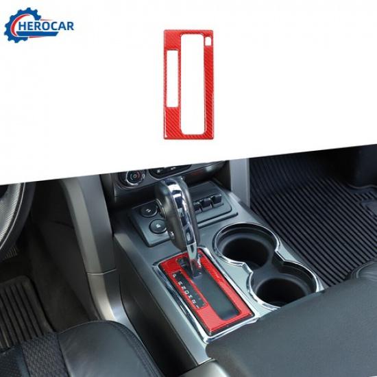 Center Gear Shift Panel Cover Trim for Ford F150 2009-2014 Red Soft Carbon Fiber