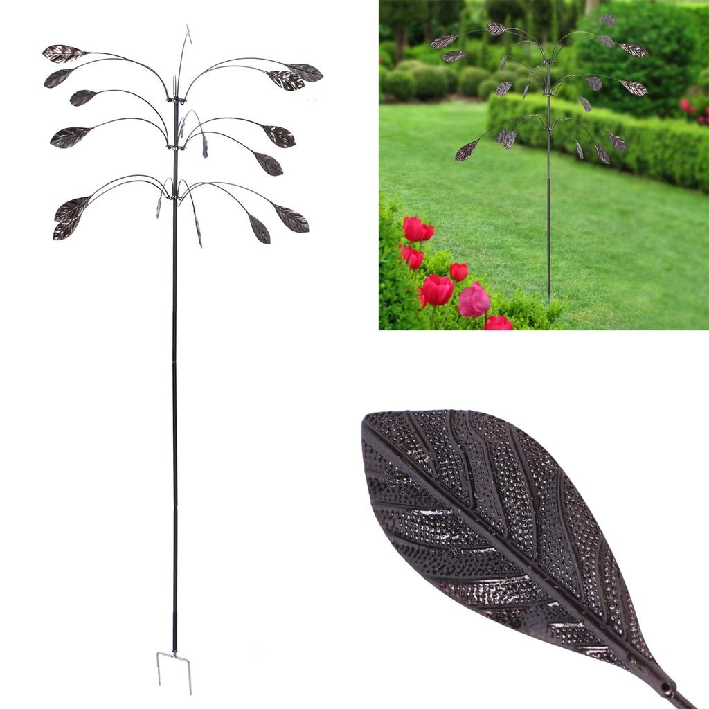 Windrad für Garten und Hof, dekoratives, drehbares Blätter-Windrad aus Eisen