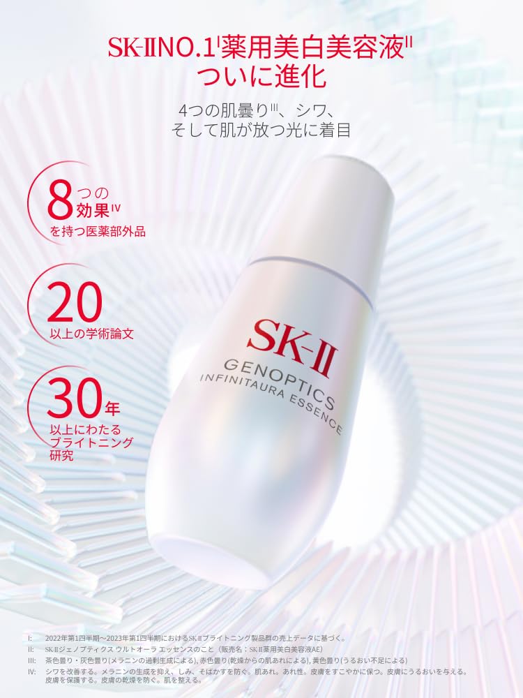 Genoptics Infinite Aura Weiß Blumig Aufhellend Pitera SK-II Essenz, Duft, 75ml, Serum, Quasi-Arzneimittel, Niacinamid,