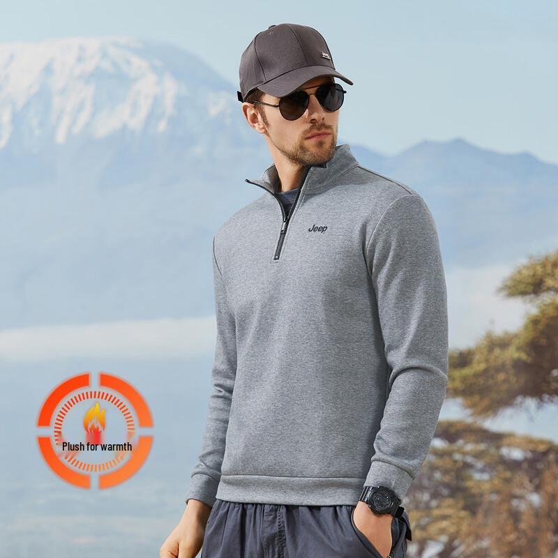 JEEP Men s Fleece-Lined Stand-Collar Half-Zip Sweatshirt XL