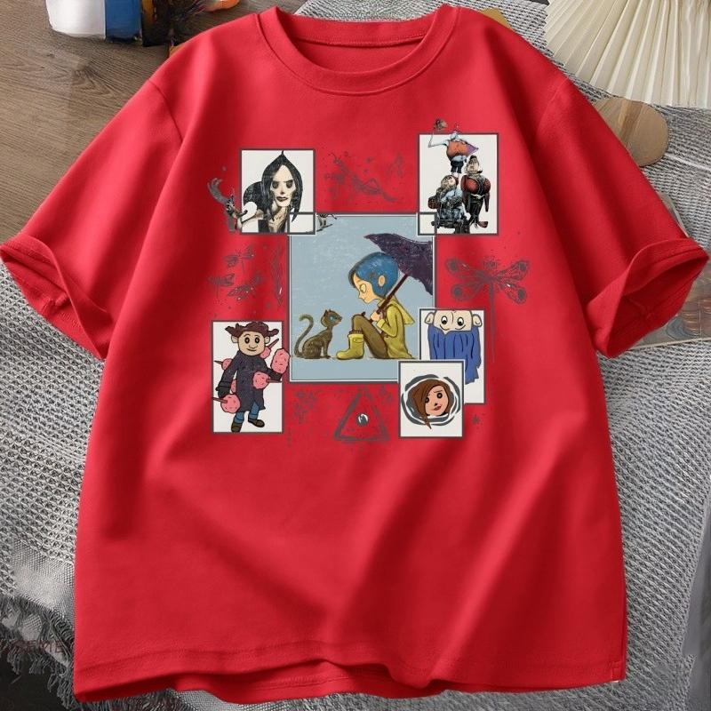 Vintage Halloween Coraline Tshirt for Unisex Women Casual Short Sleeve T Shirt Unisexs Cltoting Harajuku Y2k Clothes Streetwear