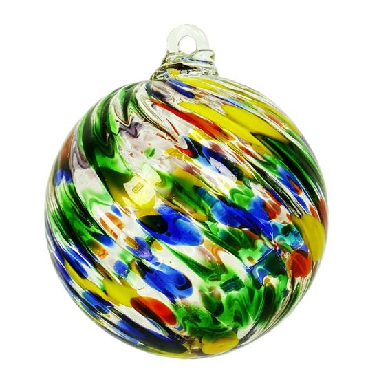 High Borosilicate Glass Spheres Hand Blown Ball Ornament, Colorful Christmas Hanging Decoration Handmade Ornaments for Tree, Window, Patio,