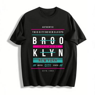 Vintage New York Motiv Bedrucktes Lässiges T-Shirt Für Den Täglichen Gebrauch Reines Baumwoll-T-Shirt