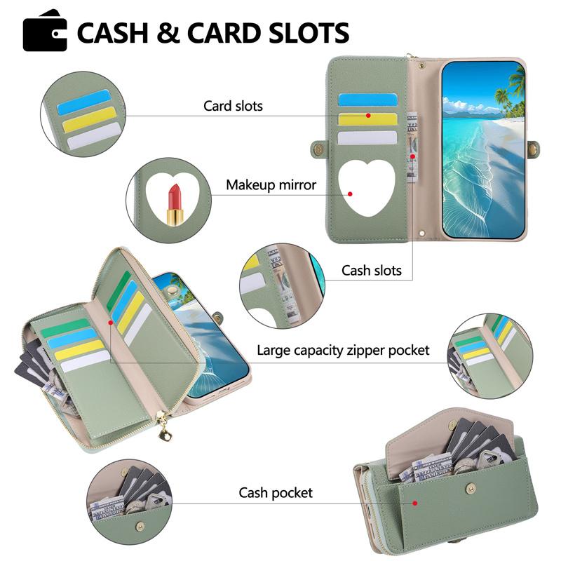Crossbody Flip Leather Phone Case For XiaoMi 15T Pro 14T 13T 12T 11T Pro Strap Wallet Card Holder Kickstand Mirror Cover Coque