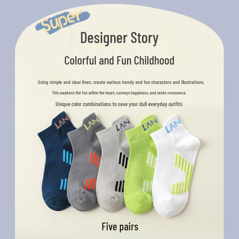 LANGSHA Boys' Pure Cotton Sport Ankle Socks