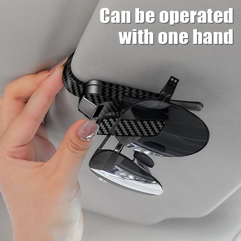 New Car Sunglasses Clip Sun Visor Glasses Holder Card Ticket Holder Stable Storage Clips Carbon Fiber Pattern Eyeglasses Hanger