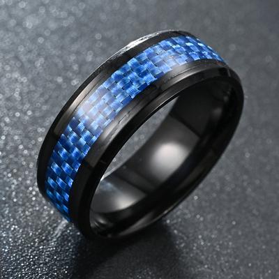 Fashion Men Ring High Quality Titanium Stainless Steel Blue Carbon Fiber Rings For Men Women Wedding Party Charm Jewelry Gifts