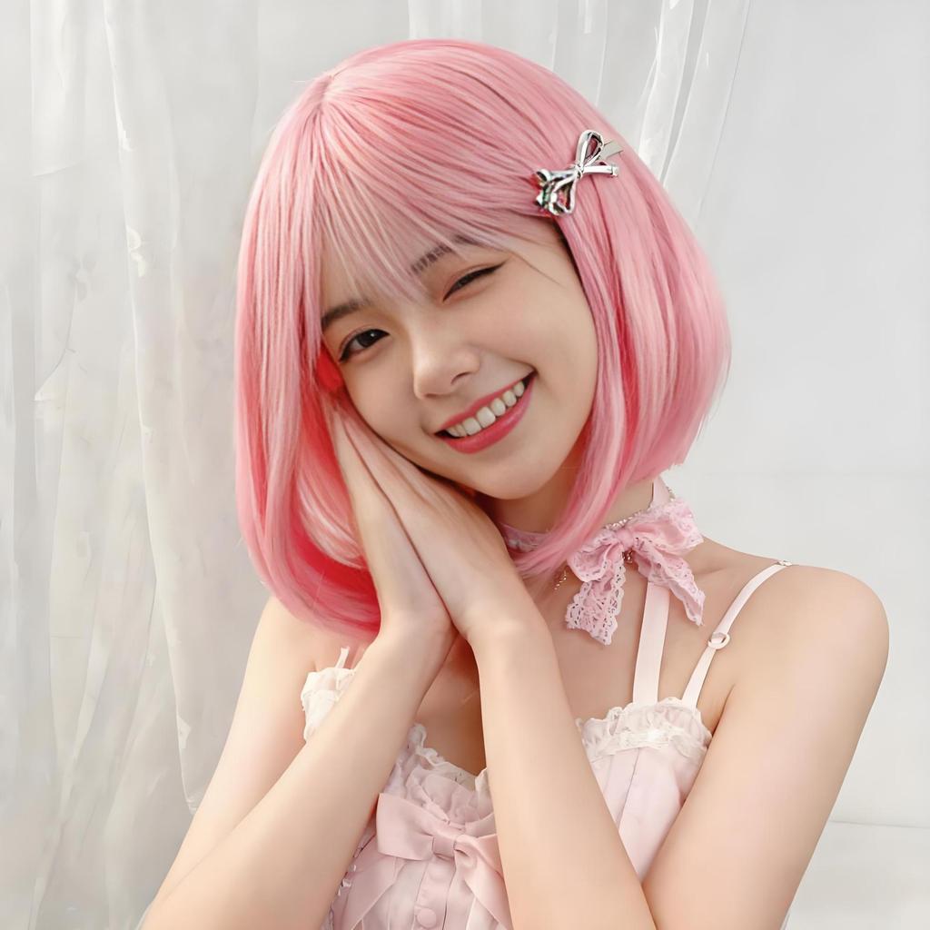 Lolita Style Short Bob Wig – Straight Cut with Bangs, Full Cap Synthetic Hair