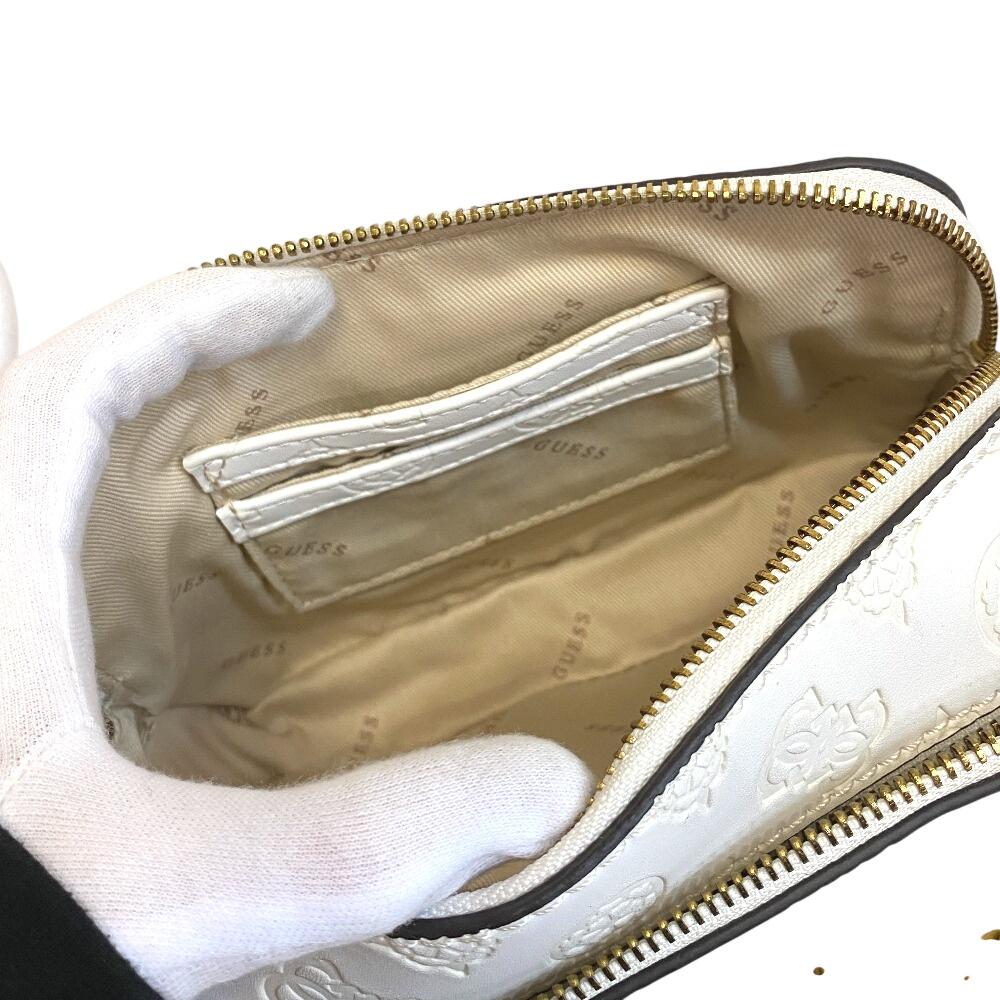 Guess Compact Leather NOELLE Crossbody Camera Body Bag White Leather Women Used