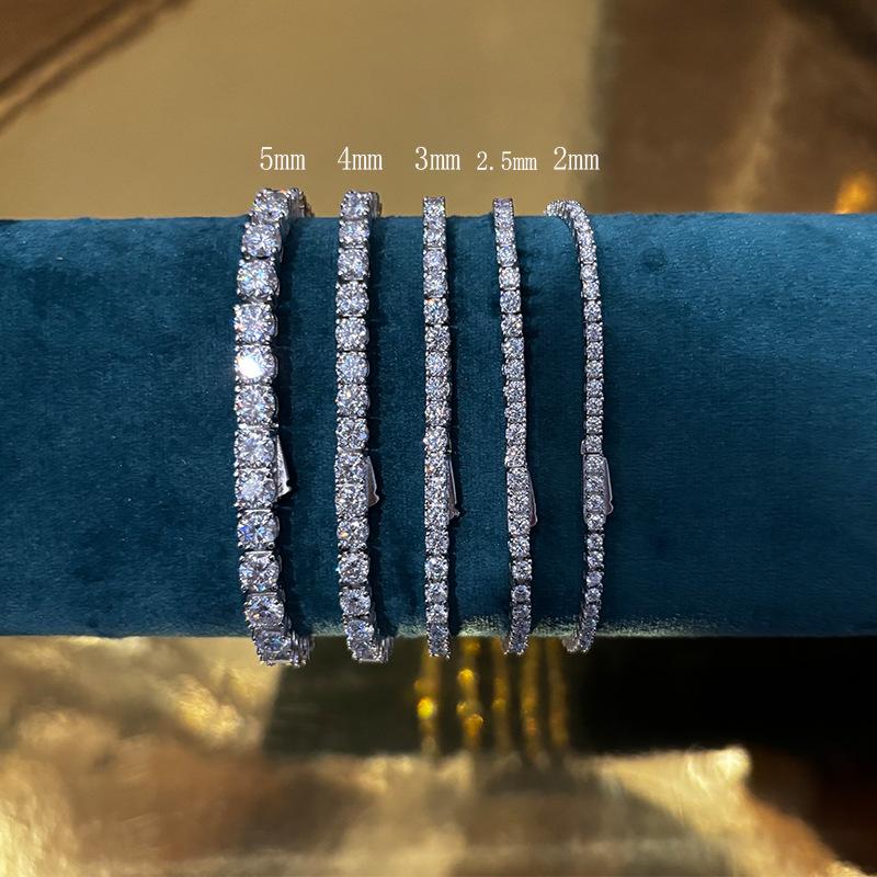 Hidden buckle full of diamond moissanite bracelet, male and female couples S925 sterling silver flash simple trendy light luxury temperament