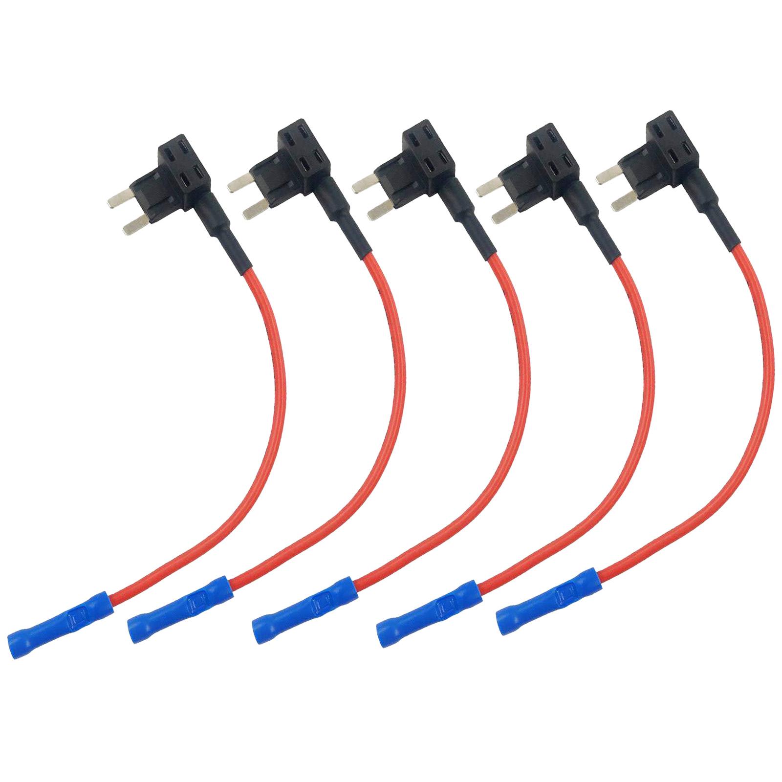 5Pcs Add-a-Circuit Adapter Universal for Car Boat Tractor TAP Adapter Mini Fuses Box Circuit Adapter Fuses Holder 1