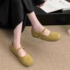Light Mouth Red Single Shoes Female Spring and Autumn New French Retro Gentle Fairy Suede Mary Jane Shoes Flat Beanie Shoes