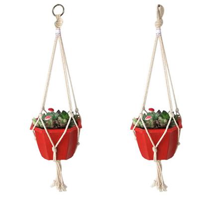 Support de pot de fleurs en macramé pour plantes, panier de jardinage suspendu, corde tressée en jute, artisanat