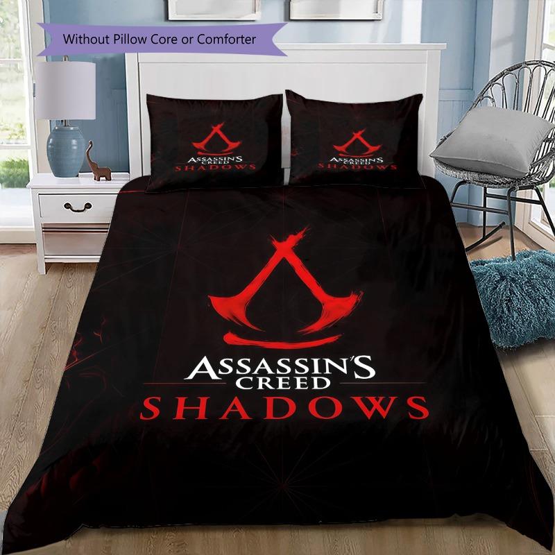 Triangolo Dorato AC Simbolo Biancheria da Letto Copripiumino Set Morbido Tessuto Microfibra Serie Assassin's Creed Multipli Motivi Biancheria da Letto Per Appassionati di Videogiochi